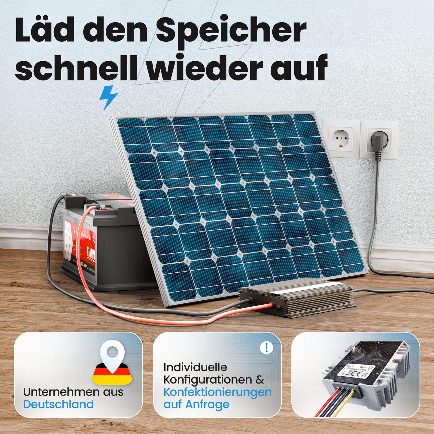 12V Batterie-Ladegerät LiFePO4 14,6V 40A 600W Ringanschluss