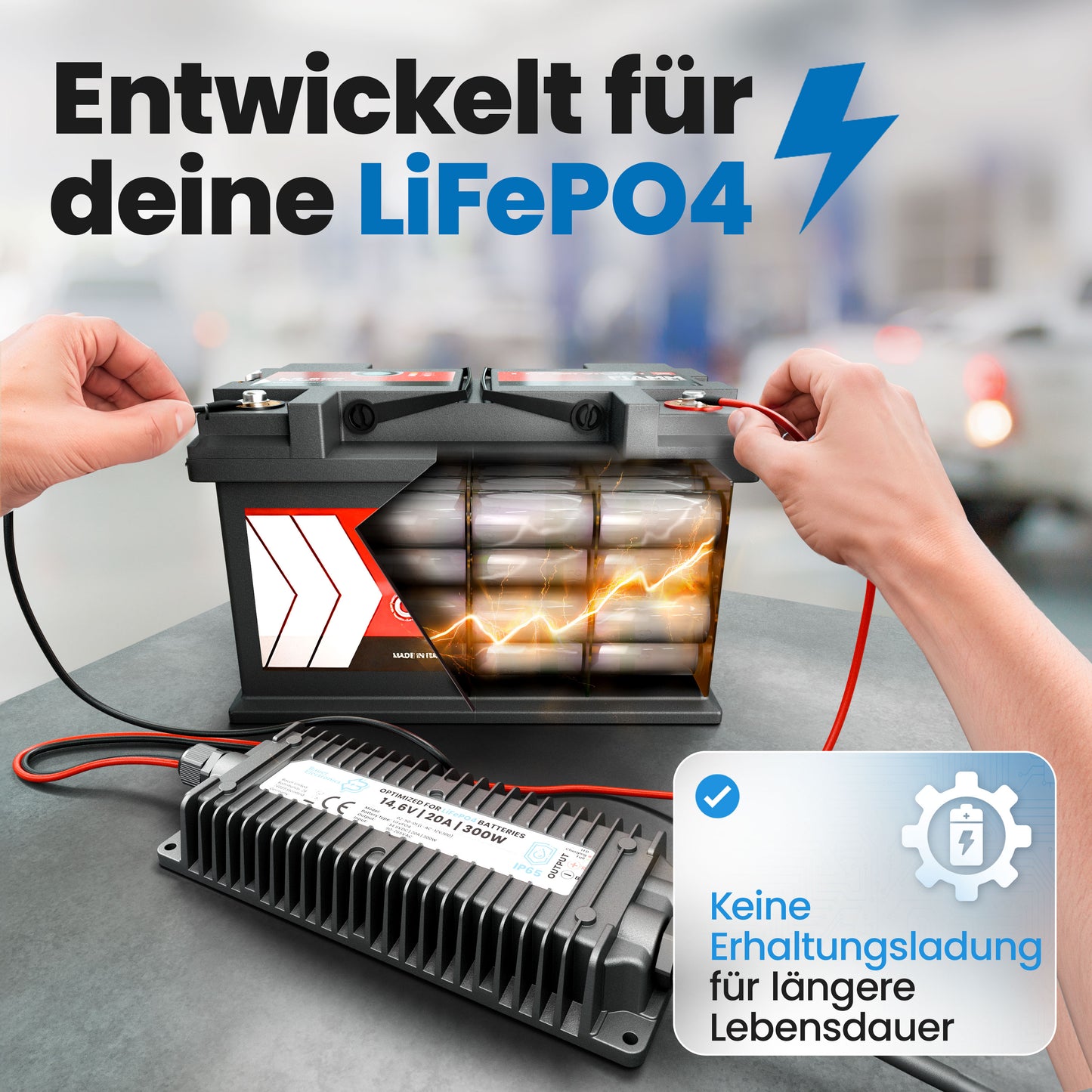 24V Batterie-Ladegerät LiFePO4 29,2V 10A 300W Ringanschluss