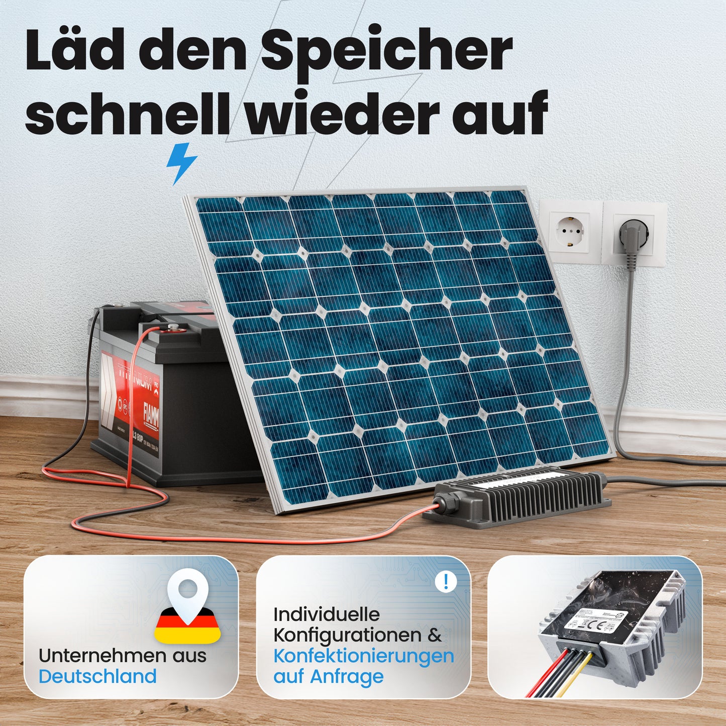 12V Batterie-Ladegerät LiFePO4 14,6V 20A 300W Ringanschluss