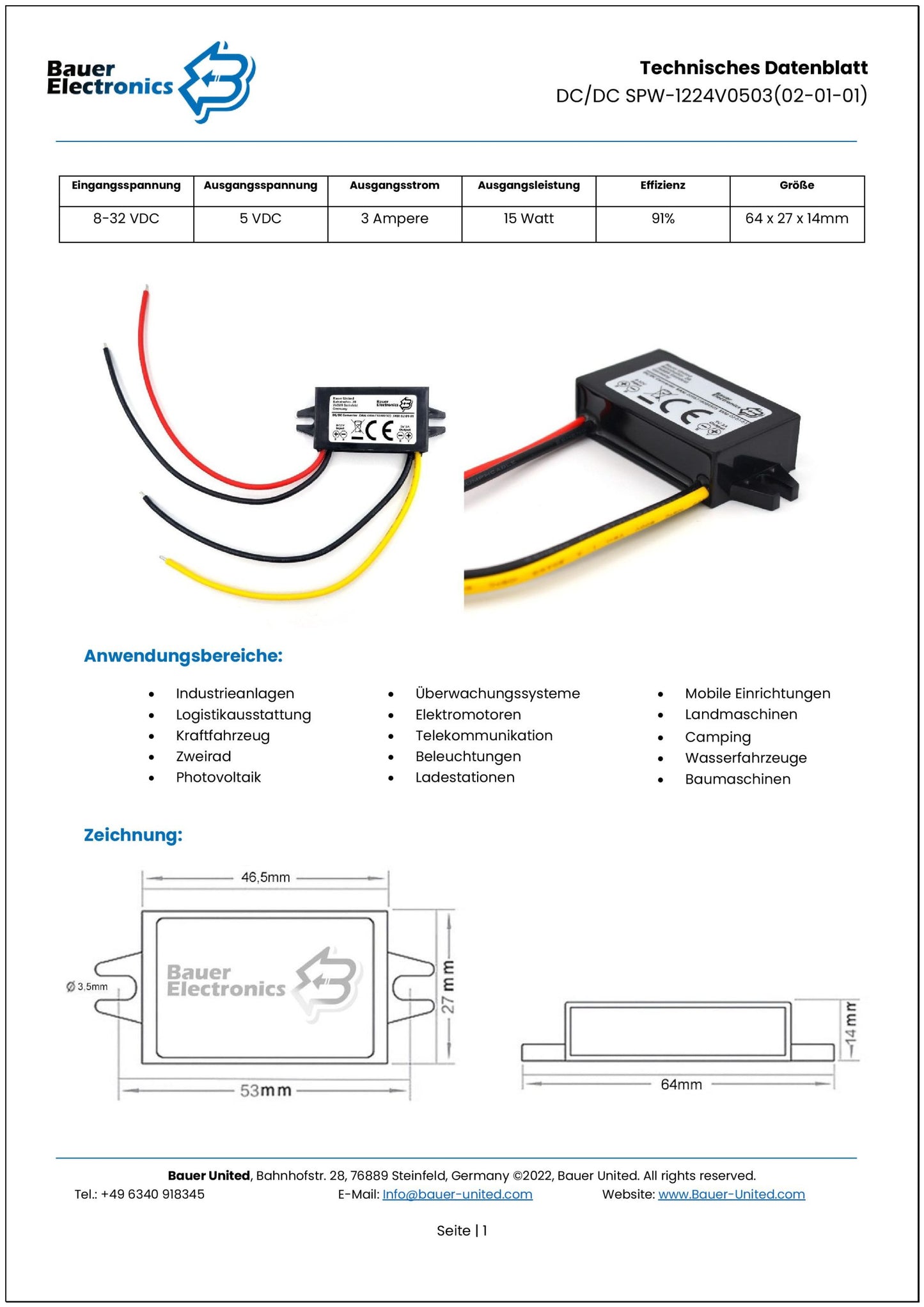 DC DC 8V-32V zu 5V 3A