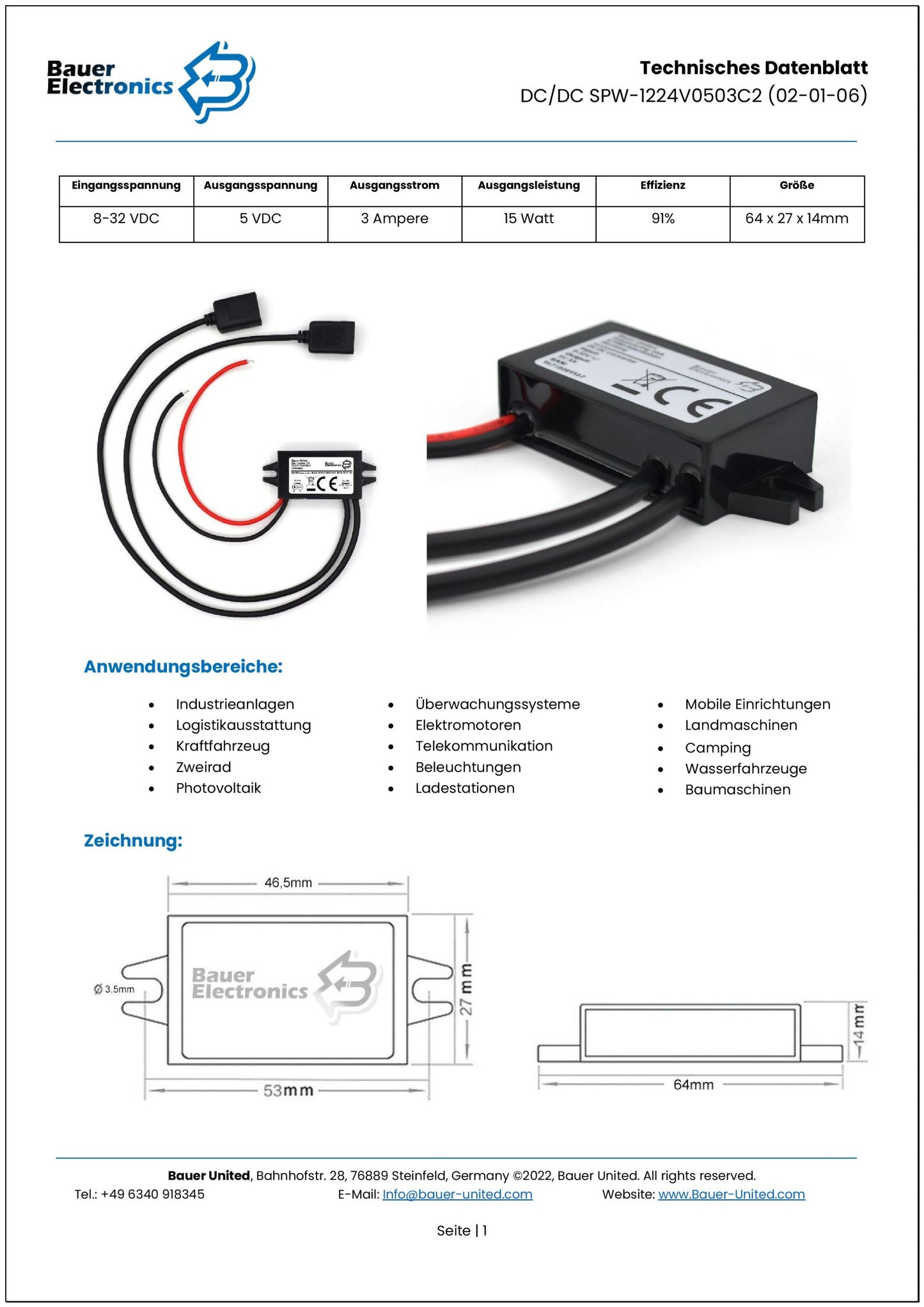 DC DC 8V-32V zu 5V dual USB