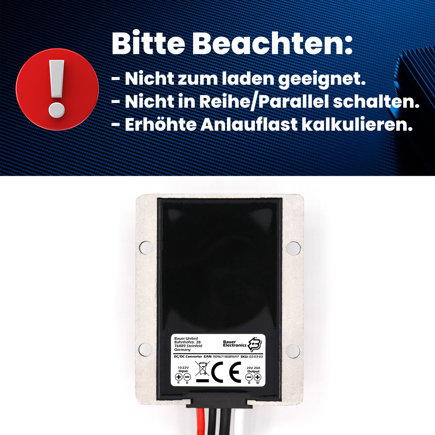 DC DC 9V-22V zu 24V 20A