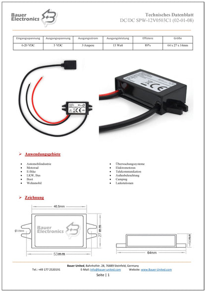 DC DC 6V-20V zu 5V 3A USB