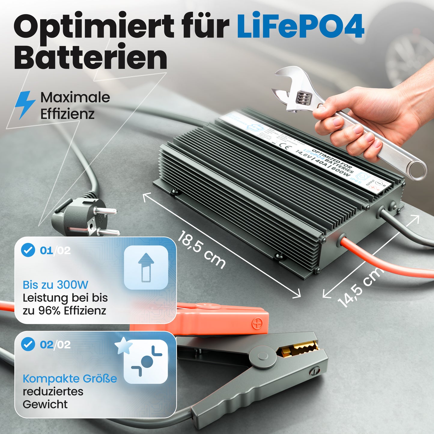 36V Batterie-Ladegerät LiFePO4 43,8V 13,6A 600W