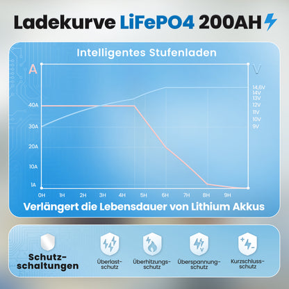 12V Batterie-Ladegerät LiFePO4 14,6V 40A 600W