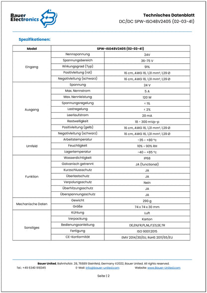 DC DC 36V-75V zu 24V 5A Isoliert