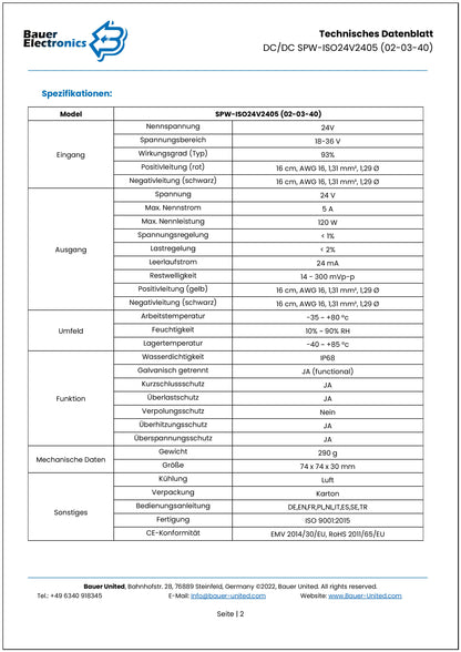 DC DC 18V-36V zu 24V 5A Isoliert