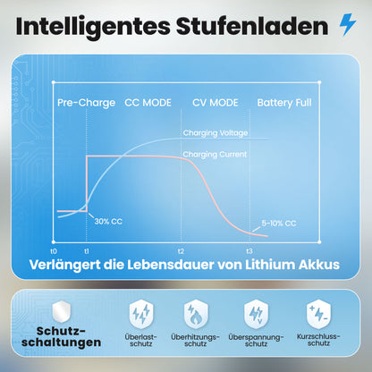 12V Batterie-Ladegerät LiFePO4 14,6V 20A 300W Ringanschluss