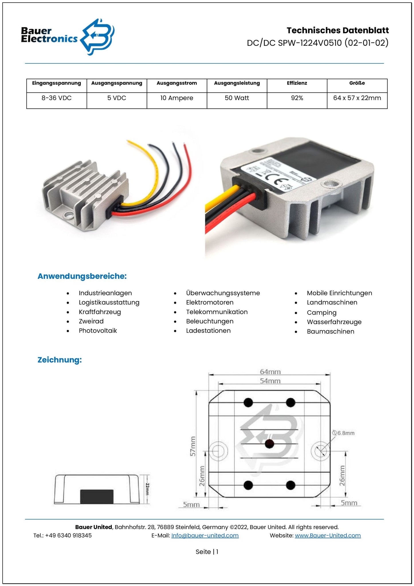 DC DC 8V-36V zu 5V 10A