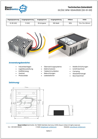 DC DC 8V-36V zu 5V 20A