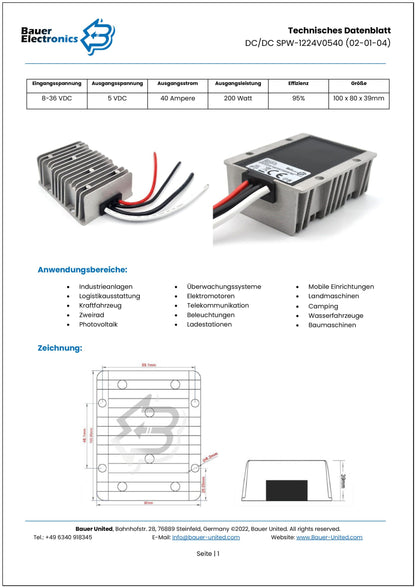 DC DC 8V-36V zu 5V 40A