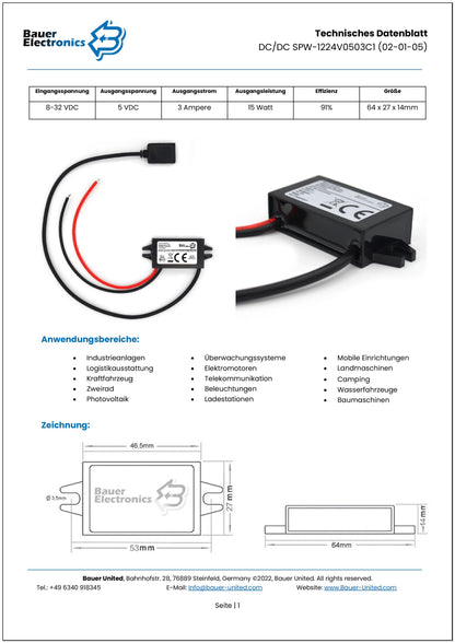 DC DC 8V-32V zu 5V 3A USB