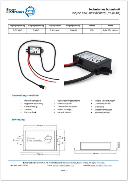 DC DC 8V-32V zu 5V 3A USB Type-C