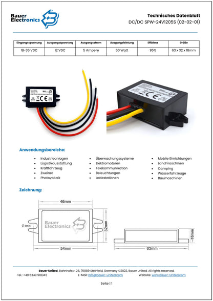 DC DC 18V-36V zu 12V 5A