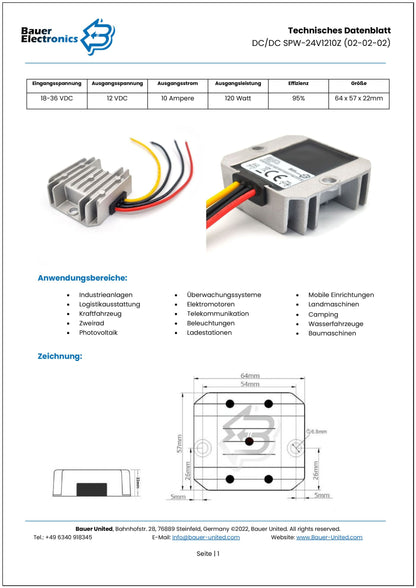 DC DC 18V-36V zu 12V 10A