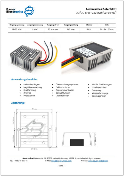 DC DC 18V-36V zu 12V 20A