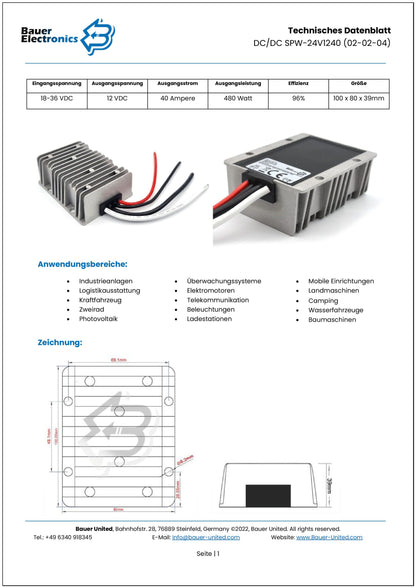 DC DC 18V-36V zu 12V 40A