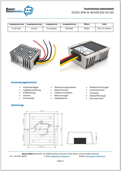 DC DC 8-40V zu 12V 10A