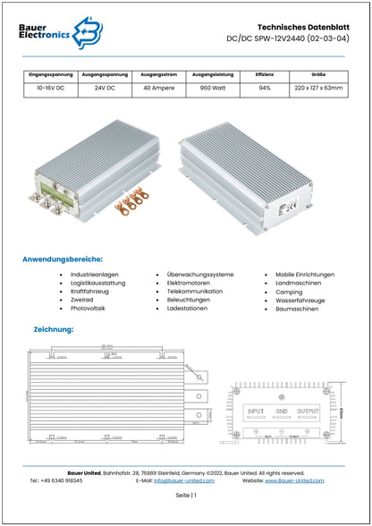 DC DC 9V-22V zu 24V 40A